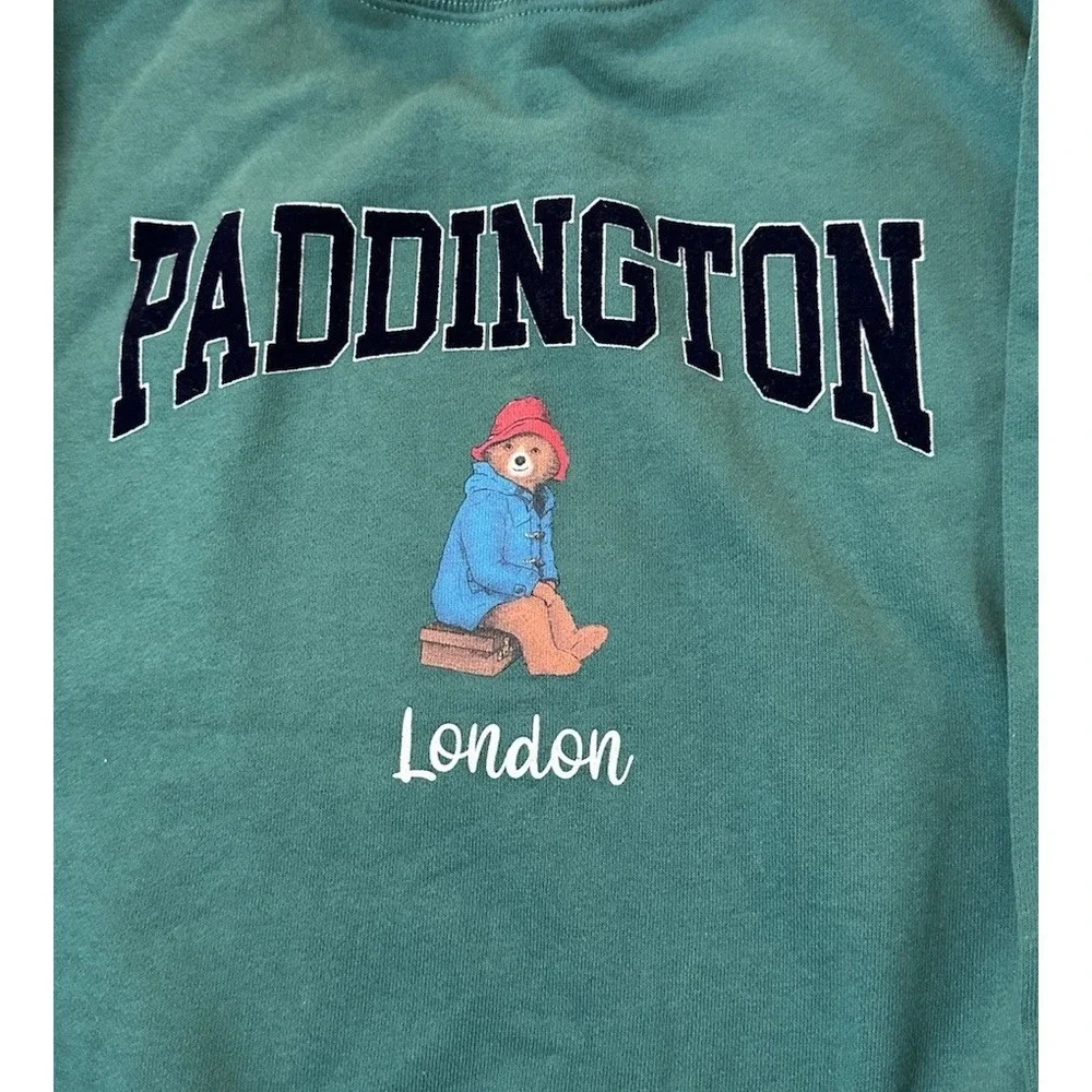Zara Paddington Bear Crewneck Sweatshirt Kids Size 6-7 Green London Cotton New